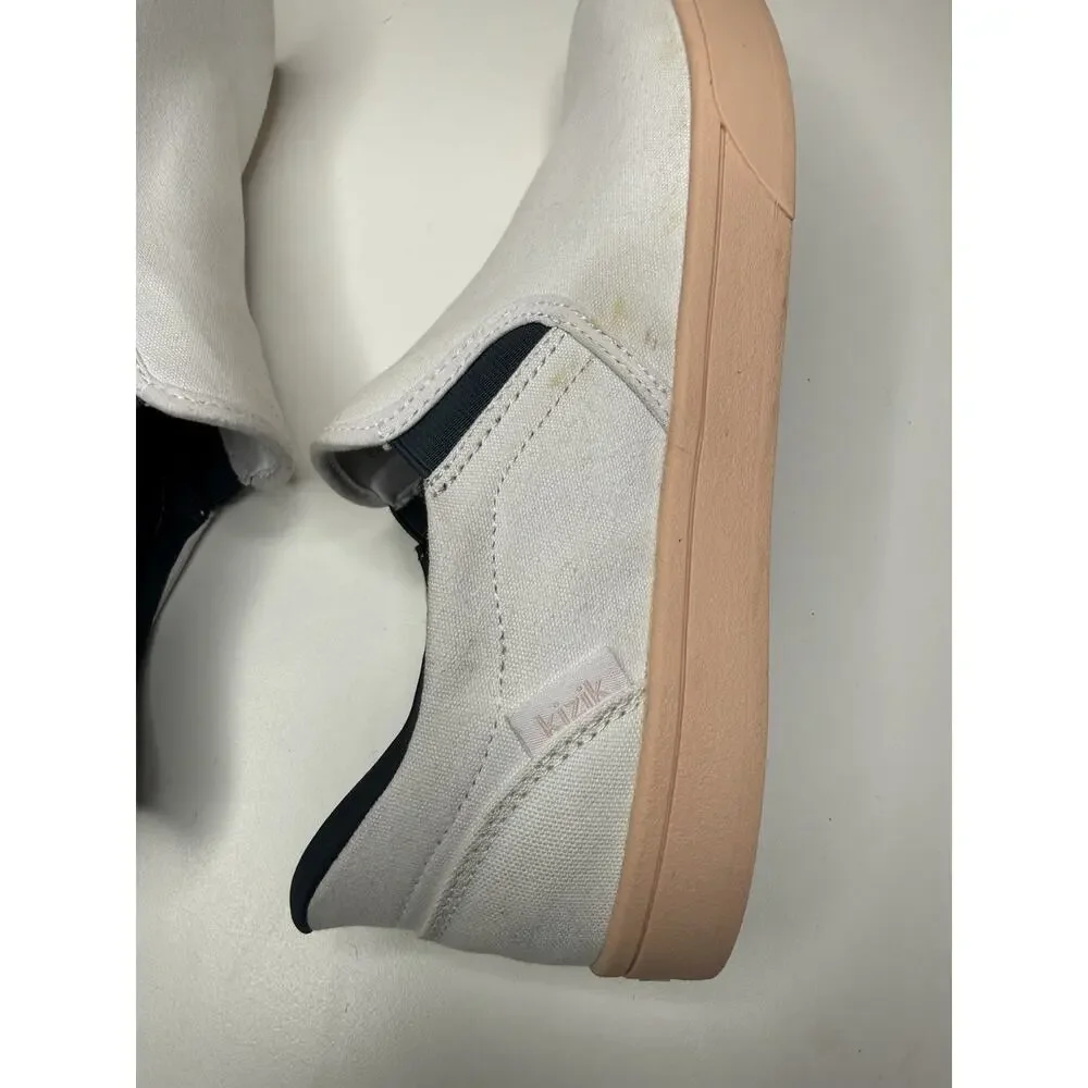 Kizik Venice Sneaker Unisex Womens 8.5 Mens 7 White Canvas Slip On Casual Loafer